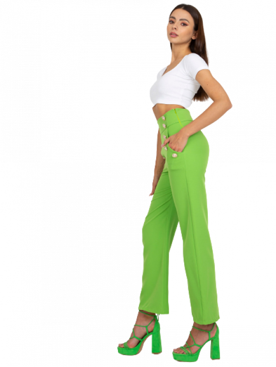 Štýlové dámske široké nohavice, svetlé zelené